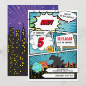 Green Monster Comic Superhero Uitnodiging voor ver (Voorkant / Achterkant)