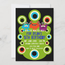 Green Monster Eyes Birthday Party Invitations Kaart