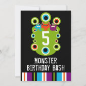 Green Monster Eyes Birthday Party Invitations Kaart (Achterkant)