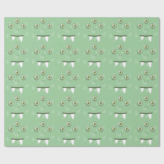 Green Monster Face Gift Wrap Cadeaupapier (Vlak)