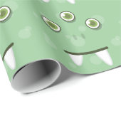 Green Monster Face Gift Wrap Cadeaupapier (Rol Hoek)