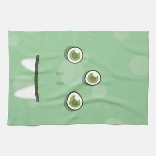 Green Monster Face Kitchen Towel Theedoek (Horizontaal)