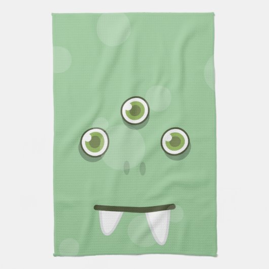 Green Monster Face Kitchen Towel Theedoek (Verticaal)