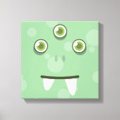 Green Monster Face Wrapped Canvas (Voorkant)