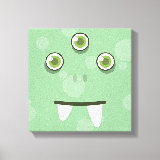 Green Monster Face Wrapped Canvas Afdruk (Voorkant)