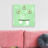 Green Monster Face Wrapped Canvas Afdruk (Insitu (Woonkamer))