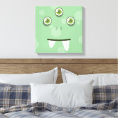 Green Monster Face Wrapped Canvas Afdruk (Insitu (Slaapkamer))