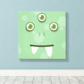 Green Monster Face Wrapped Canvas Afdruk (Insitu (Houten vloer))