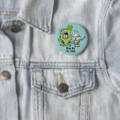Green Monster Goat Shamrock Cartoon Button (In situ)