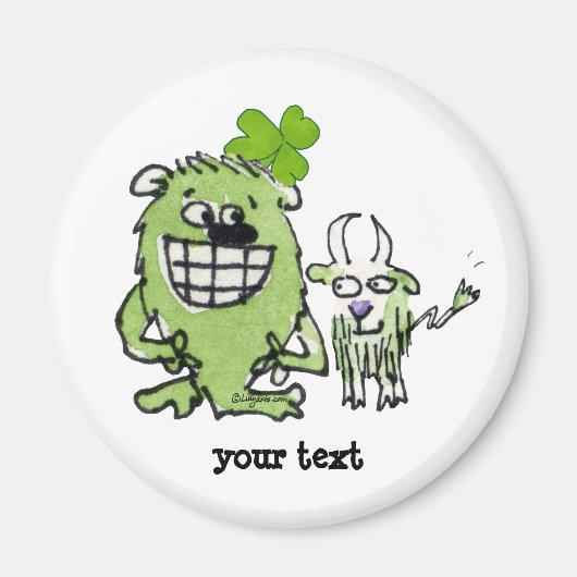 Green Monster Goat Shamrock Cartoon Magnet (Voorkant)