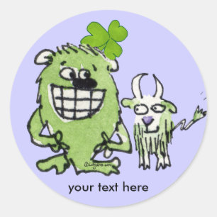 Green Monster Goat Shamrock Cartoons Stickers