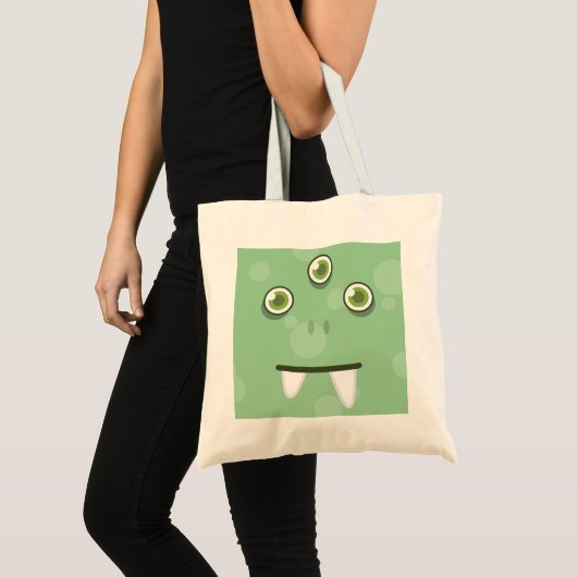 Green Monster Kawaii Face Canvas tas (Voorkant (product))