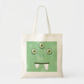 Green Monster Kawaii Face Canvas tas (Voorkant)