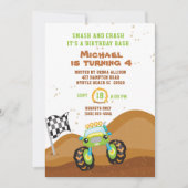 Green Monster Truck 4th Birthday Racing Kaart (Voorkant)