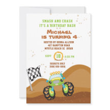 Green Monster Truck 4th Birthday Racing