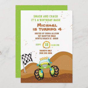 Green Monster Truck 4th Birthday Racing Kaart