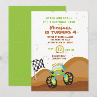 Green Monster Truck 4th Birthday Racing Kaart