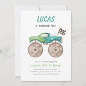 Green Monster Truck Any Age Birthday Party Kaart (Voorkant)