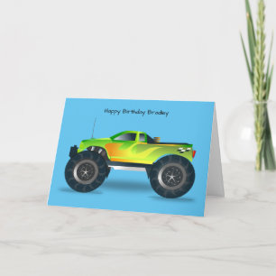 Green Monster Truck Birthday Card Kaart