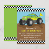 Green Monster Truck Birthday Party Kaart (Voorkant / Achterkant)