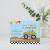 Green Monster Truck Birthday Party Kaart (Staand voorkant)