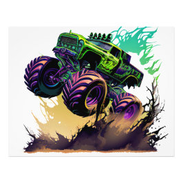 Green Monster Truck Foto Afdruk