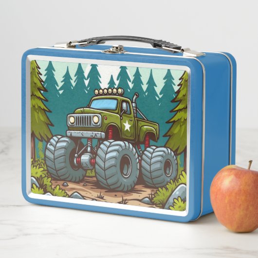 Green Monster Truck in het bos (In situ)