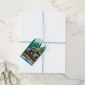 Green Monster Truck in het bos Cadeaulabel (Met Touw)