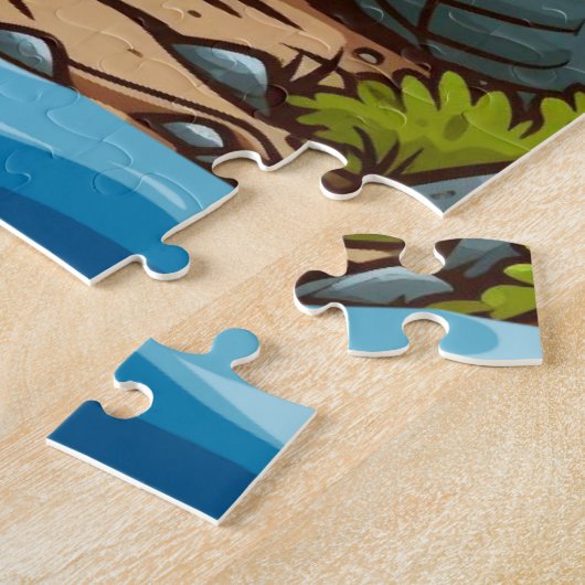 Green Monster Truck in het bos Legpuzzel (Zijkant)