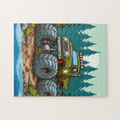 Green Monster Truck in het bos Legpuzzel (Horizontaal)