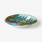 Green Monster Truck in het bos Papieren Kommen (Gebogen)