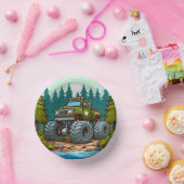 Green Monster Truck in het bos Papieren Kommen (Feest)