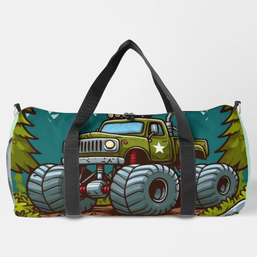 Green Monster Truck in het bos Plunjezak (Achterkant)