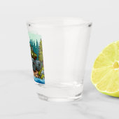 Green Monster Truck in het bos Shot Glas (Rechts)