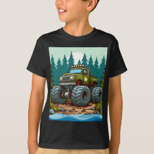 Green Monster Truck in het bos T-shirt