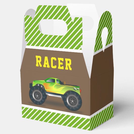 Green Monster Truck Kids Birthday Party Bedankdoosjes (Geopend)