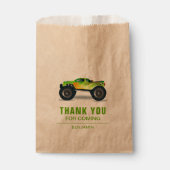 Green Monster Truck Kids Birthday Party Bedankzakje (Voorkant)