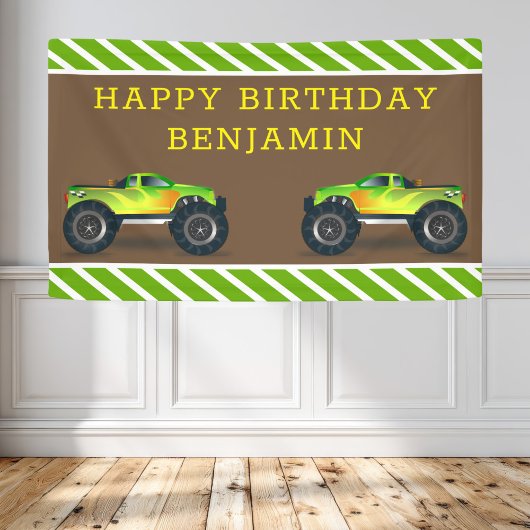 Green Monster Truck Kids Birthday Party Spandoek