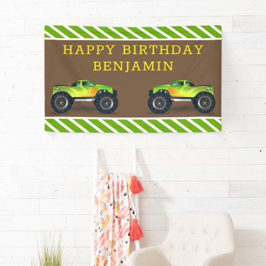 Green Monster Truck Kids Birthday Party Spandoek (Insitu)