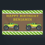 Green Monster Truck Kids Birthday Party Spandoek<br><div class="desc">Schattigee banner voor een monstertruck thema party. Pas het aan met de naam van uw kind.</div>