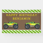 Green Monster Truck Kids Birthday Party Spandoek (Horizontaal)