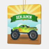 Green Monster Truck Persoonlijke naam Kinder Room Keramisch Ornament (Links)