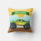 Green Monster Truck Persoonlijke naam Kinder Room Kussen (Achterkant)
