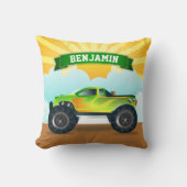 Green Monster Truck Persoonlijke naam Kinder Room Kussen (Voorkant)