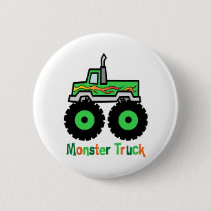 Green Monster Truck Ronde Button 5,7 Cm