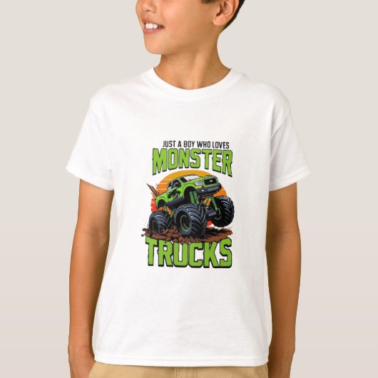 Green Monster Truck T-Shirt Design (Voorkant)