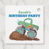 Green Monster Truck Verjaardagsfeest Waterverf Bedankjes Labels (Achterkant)