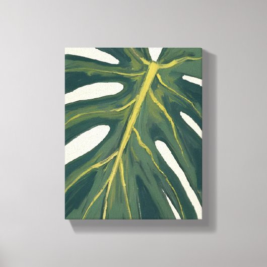 Green Monstera Leaf Botanical Plant Watercolor Canvas Afdruk (Voorkant)