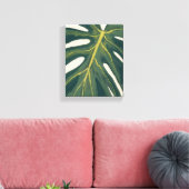 Green Monstera Leaf Botanical Plant Watercolor Canvas Afdruk (Insitu (Woonkamer))
