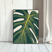 Green Monstera Leaf Botanical Plant Watercolor Poster